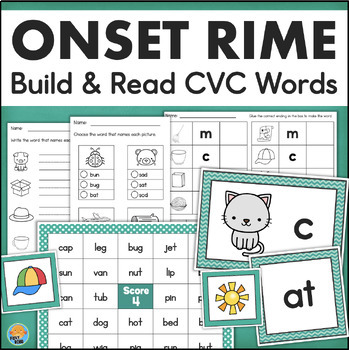 Preview of CVC Words Onset & Rime Phonics Game Word Building Activities Word Work Center