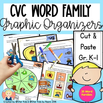 Preview of CVC Organizers for Kindergarten and First Grade {Cut and Paste}