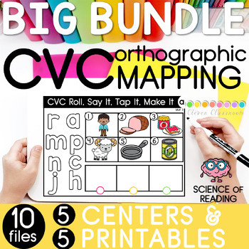 Preview of CVC Orthographic Mapping BUNDLE: 5 Printables + 5 Centers Science of Reading