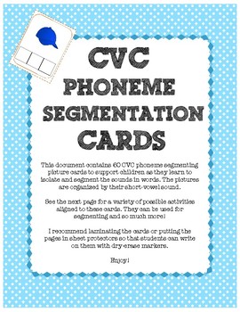 Preview of CVC Phoneme Segmentation and Spelling Picture Cards
