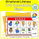 CVC Phonics Decodable Word Bingo Game - Structured Literacy
