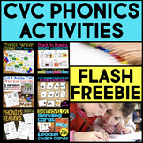 FREE CVC Phonics Activities - Worksheets, Blending Cards, 