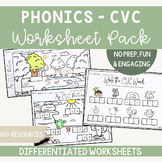 CVC Phonics Spelling Worksheets & Activities Pack - Differ