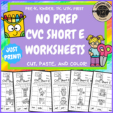 CVC Phonics Worksheets Short E - PreK, UTK, Kindergarten, 