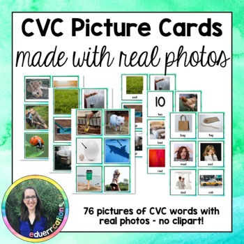 Preview of CVC Picture Cards with Real Photos