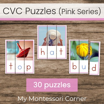 Preview of CVC Picture Word Puzzles (Montessori Pink Series Reading Activity)
