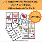 CVC Picture and Words Phonics Cards Short Vowel Bundle