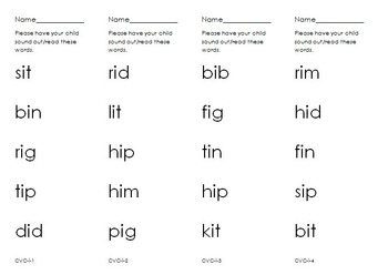 CVC Practice Lists--short vowels A E I O U by Teach K ABC 123 | TPT