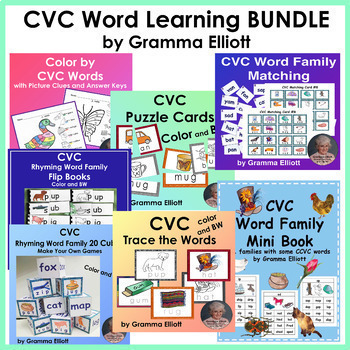 Preview of CVC Printable Activities Bundle for Word Learning at Home and School