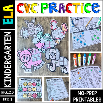 Preview of CVC Words Worksheets for Kindergarten Printables | CVC Word Families | Phonics