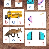 CVC Puzzle Set, Real Images, Montessori Font Colour