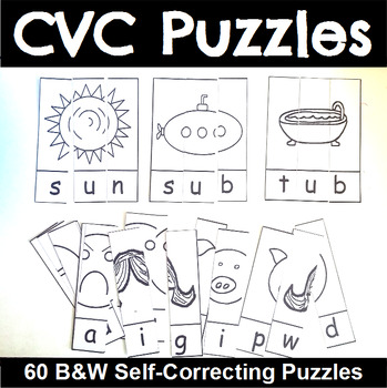Cvc Puzzles In Black And White By The Connett Connection 