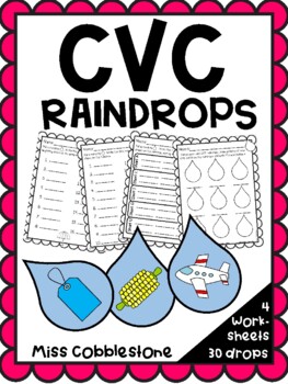 Preview of CVC Raindrops - April / Spring Word Work ELA Center