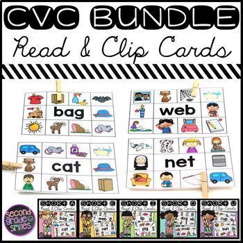 CVC Read and Clip Cards by Second Grade Smiles | TpT