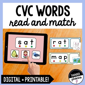 Kindergarten Decoding Cvc Words Game Read And Match By Thunder Phonics