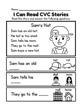 CVC Reading Practice Worksheets by Kayla's Reading Resources | TPT