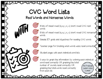 Preview of CVC Real and Nonsense Word list assessment