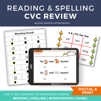 Preview of CVC Review Reading & Spelling Lesson