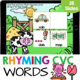 CVC Rhyming Words Matching Kindergarten Digital Centers Google Slides
