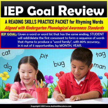 Preview of CVC Rhyming Words | Review Packet for IEP Goals for Special Education and Autism