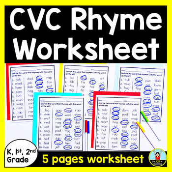 Preview of CVC Rhyming Words Worksheet