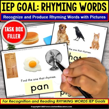 Preview of CVC Rhyming Words with Pictures Task Box Filler for Special Education