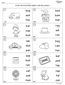 cvc words rhyming worksheets distance learning by teacher s take out