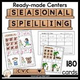 CVC Seasonal Task Cards Spelling Literacy Center Print and
