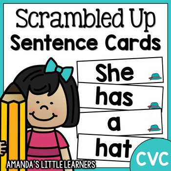 Preview of CVC Sentence Practice Cards - Scrambled Sentences