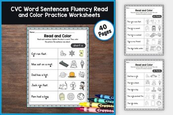 Preview of CVC Sentence Practice- read and color