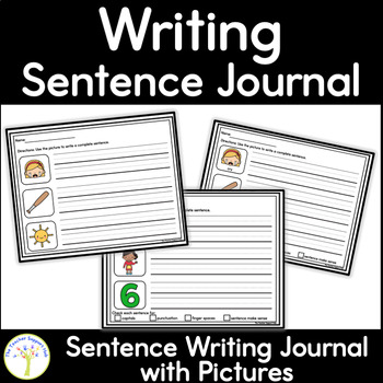 Preview of CVC Sentence Writing Journal with Handwriting Lines with Visual Pictures