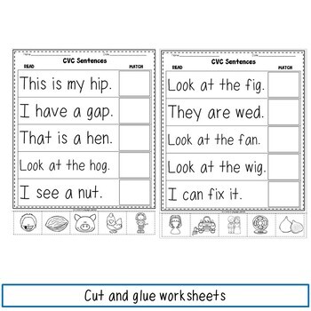 cvc sentences worksheets by a world of language learners tpt