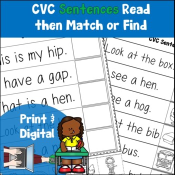 CVC Sentences Worksheets by A World of Language Learners | TpT