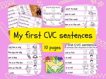 Preview of CVC Sentences and Pictures Match