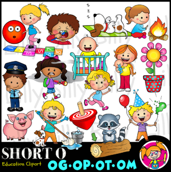 CVC - Short 0 Vowels - Clipart in Black & white/ and full color.