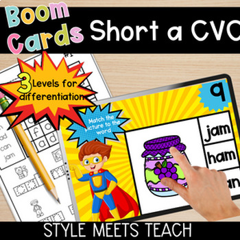 Preview of CVC Short A Differentiated BOOM CARDS- NO PREP | CVC short a centers| Self-check