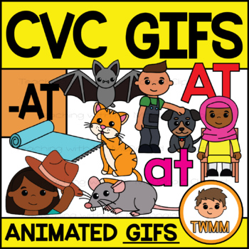 Preview of CVC Short A GIFs l -AT Word Family  l TWMM Clip Art