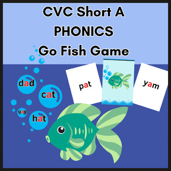 Preview of CVC Short A Go Fish Phonics Game Reading Station Literacy Center OrtonGillingham