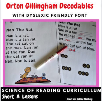 Preview of CVC Short A Passages with Dyslexic friendly font Orton Gillingham