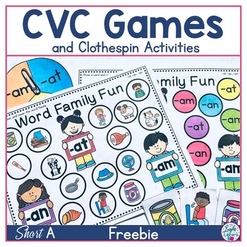 CVC Short A Word Families Printable Review Games Freebie by Leigh's Library