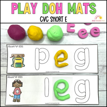 Preview of CVC Short E Phonics Play Doh Dough Mats