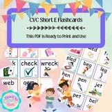 CVC Short E Sounds, 20 Clip Art Flashcards, SpEd, Phonics,