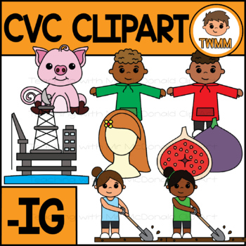 Preview of CVC Short I Clipart l -IG Word Family  l TWMM Clip Art