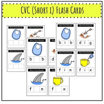 Preview of CVC (Short I) Flash Cards