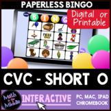 CVC Short O Interactive Digital Bingo Game - Distance Learning