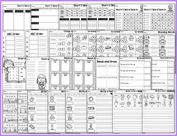 cvc worksheets short u activities cvc words worksheets