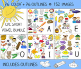 Short Vowel Clip Art Value BUNDLE - 76 CVC Words, 152 Images