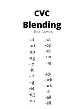 CVC Short Vowel Blend & Write No Prep (Onset-Rime) by Spruced Up Speech