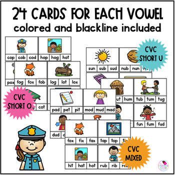 Short Vowels | CVC Words | Phonics Clip Cards by The Chocolate Teacher