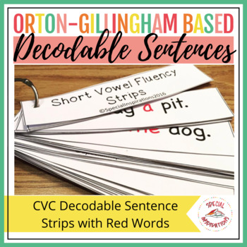 Preview of CVC Short Vowel Decodable Sentence Strips Science of Reading OG Based